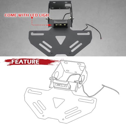 Foldable License Plate Holder with License Plate Light, Compatible with OEM/Stock Turn Signal Motorcycle Fender Eliminator Compatible with Z900 2025 Z900SE 2025 Accessories