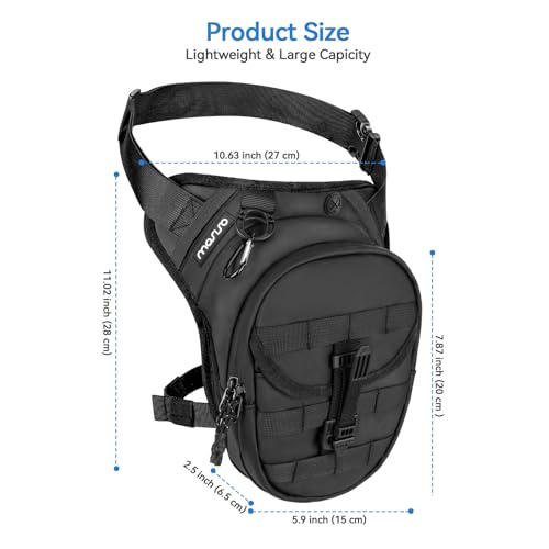 MOSISO Thigh Bag, Motorcycle Leg Bag for Men Women, Universal Expandable Multifunctional Storage Pouch Tactical Water Resistant Drop Leg Bag for Outdoor Sports Cycling Hiking Fishing Climbing, Black