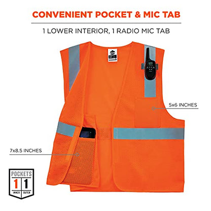 Ergodyne GloWear Economy High Visibility Reflective Safety Vest, Hook & Loop Closure - color: Orange, size: Medium