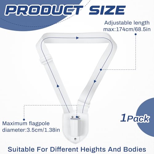 Jecery Single Strap Parade Flag Carrier Parade Harness Color Guard Flag Pole Holder Nylon Sling Carrying Belt for Parades(White) - color: White, style: Single Strap