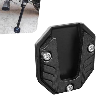1 PC Motorcycle Kickstand Pad, Anti-Sink Side Parking/Stand Extension Plate, Non-slip Foot Mount with Enlarged Bottom, Universal Support Pad Modification Accessory, for Motorcycles (Black)