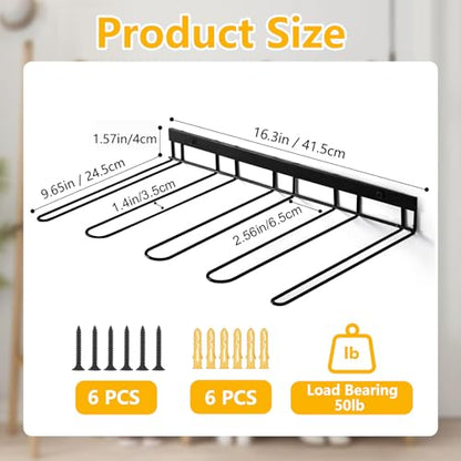 Boot Rack - 4 Pair Wader Hangers Wall Mount Boot Organizer for Tall Boots, Heavy Duty Boot Hangers Holder Sturdy Metal Wall Mounted Shoe Rack for Garage Mudroom Closet Entryway Black 2 Pack