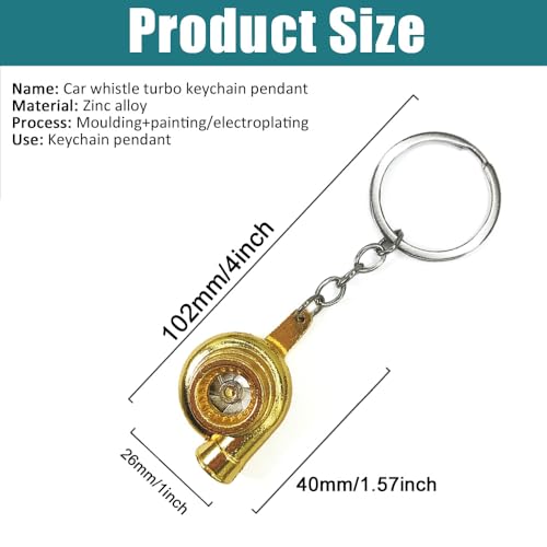 Car Parts Model Key Chains, Car Lovers Key Chain Set, Metal Car Parts Keyring, Universal Turbo Keychain for Car Lovers (K6-Gold), 3.94*0.43inches - color: K6-gold