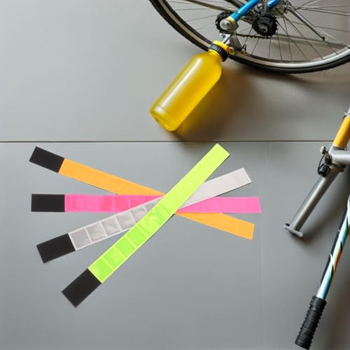 Zerodeko 4pcs Reflective Safety Armbands and Cycling Pant Leg Straps, PVC High Visibility Wristbands with Adjustable Sticky Tape for Night Running, Walking, Biking Outdoor Safety