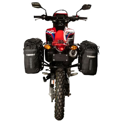 TUSK Pannier Racks With Olympus Pannier Bags Black/Grey For HONDA CRF300L Rally 2021-2023