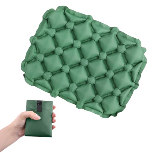 TRIWONDER Ultralight Inflatable Seat Cushion Seat Pad, Easy to Inflate & Deflate Compact Air Pad with Storage Bag for Camping Hiking Fishing Office Airplane Stadium Car (Green) - color: Green