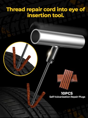 AUTOWN Tire Repair Kit with Plugs Fix Punctures & Plug Flats with Ease - Heavy Duty Flat Tire Puncture Repair Kit for Car, Motorcycle, ATV, UTV, RV, Trailer, Tractor, Jeep, Etc