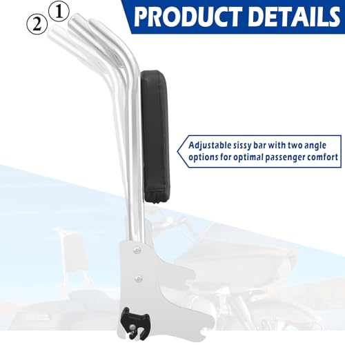 Adjustable Detachable Backrest Sissy Bar Passenger Quick Release Fits for Harley Touring Road King Electra Glide Street Glide FLHR FLHX FLHT FLTR 1997-2008(chrome Finish) - color: 97-08 Chrome-M