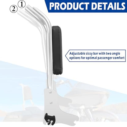 Adjustable Detachable Backrest Sissy Bar Passenger Quick Release Fits for Harley Touring Road King Electra Glide Street Glide FLHR FLHX FLHT FLTR 1997-2008(chrome Finish) - color: 97-08 Chrome-M