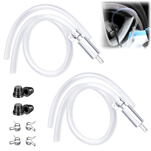2 Pcs Brake Bleeder Hose - One Way Check Valve Tube Bleeding Tool Kit for Car Motorcycle Clutch,Universal Brake Fluid Bleeder Kit,Soft Tube with Metal Clips,Car Clutch Fluid Replacement Hose