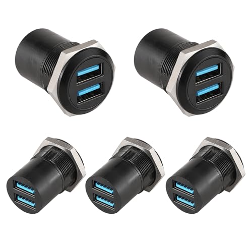 PENGLIN 5PCS Dual USB 3.0 Adapter, USB Panel Mount Bulkhead Connector, Support High-Speed Data Transfer and Charging,Compatible with Car,PC,TV,Laptop,Phone - size: 5PCS(USB3.0)