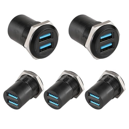 PENGLIN 5PCS Dual USB 3.0 Adapter, USB Panel Mount Bulkhead Connector, Support High-Speed Data Transfer and Charging,Compatible with Car,PC,TV,Laptop,Phone - size: 5PCS(USB3.0)