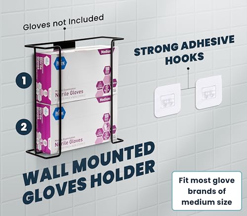 Alpine Glove Holder for Wall Mount - Latex Glove Holder Wire Glove Dispenser for Wall Disposable Glove Box & Tissue Box - Fits 2 Boxes (Black) - color: Black