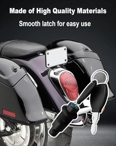 OCHIKI Hard Saddlebag Locks Kit Fit for Harley Honda Yamaha Kawasaki Suzuki Universal RS Motorcycle Saddle Bags, with 2 Keys, Black