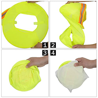 TCCFCCT Sun Shade, Full Brim Mesh Neck Sun Shield, High Visibility Visor Neck Protection and Bandana Headband Face Scarf, Hard Hat Accessories, 2 Packs, Yellow - color: Sun Shade 1+bandana 1 Yellow