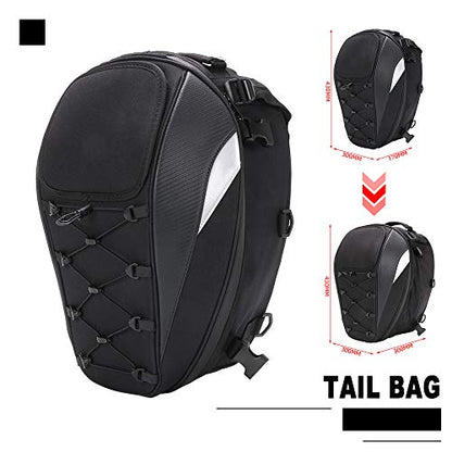 Motorcycle Tail Bag Waterproof Rear Seat Backpack - Dual Use Helmet Bag