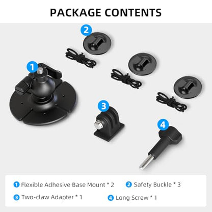 2Pack Helmet Flexible Adhesive Mount for Insta360, 360° Adjustable Sticky Holder with Safety Buckle for GoPro, Insta 360 X5/X4/Ace Pro 2/GO 3S, for DJI Action 6 5 4 Motorcycle Ski Accessories