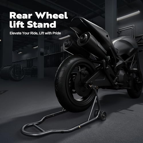 SPECSTAR Motorcycle Stand, 441 Lbs Capacity Rear Wheel Lift with U+L Adjustable Swingarm Spool, Heavy Duty Paddock Stand fit for BMW Suzuki Yamaha Honda Kawasaki, Black - size: 441 Lbs