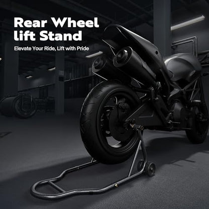 SPECSTAR Motorcycle Stand, 441 Lbs Capacity Rear Wheel Lift with U+L Adjustable Swingarm Spool, Heavy Duty Paddock Stand fit for BMW Suzuki Yamaha Honda Kawasaki, Black - size: 441 Lbs