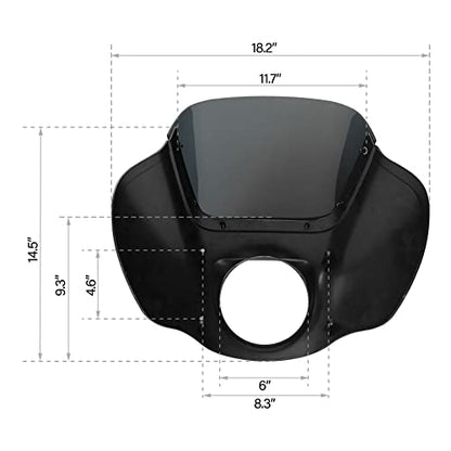 TCMT Motorcycle Headlight Quarter Fairing with Windshield and Bracket Mount Kit Fit for Harley 2020-2024 Softail Standard 2018-2020 Low Rider 2018-2020 Street Bob Vivid Black - color: Headlight Fairing&Bracket