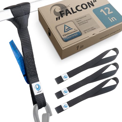 valonic Falcon - Soft Loop tie Down Straps - 4 Pack, 4400lbs, 1" x 12", Double Stitched, Black - for Motorcycle Handlebar - size: 1 ft