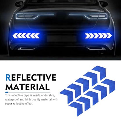 10 PCS Car Arrow Reflective Stickers, 1.97" x 1.81" Waterproof Safety Tapes, High Visibility Night Caution Warning Reflective Stickers, Universal for Most Cars (Blue) - color: Blue