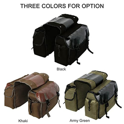 Shkalacar Motorcycle Saddle bags, Waterproof motorcycle saddlebags, Motorcycle Saddlebag Side Tool Bags Cycling Luggage Bag Riding Travel Canvas Waterproof Panniers Box Side Tools Bag Pouch - color: Khaki