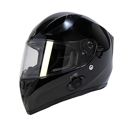 TORC T15B Blinc Wireless Integrated Full Face Motorcycle Helmet DOT & ECE Approved - color: Gloss Black, size: Large