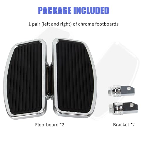 PSLER 2PCS Motorcycle Floorboards Adjustable Rear Passenger Foot Pegs, Compatible with Vstar Dragstar 400 650 V-Max XV125 XV250 VTX1800 VL400 VL800 C50, Chrome, Stripe Pattern - size: Stripe Pattern