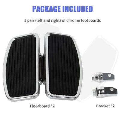PSLER 2PCS Motorcycle Floorboards Adjustable Rear Passenger Foot Pegs, Compatible with Vstar Dragstar 400 650 V-Max XV125 XV250 VTX1800 VL400 VL800 C50, Chrome, Stripe Pattern - size: Stripe Pattern