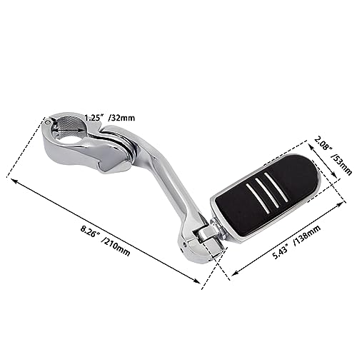 FOVPLUE 1.25" Highway Footpegs,Long Angled Adjustable Highway Pegs w/Mounts for Harley Touring Street Glide Electra Glide Road King Softail CVO Dyna Trike VRSC Sportster w/32mm Engine Guard,Chrome#3 - color: CHROME