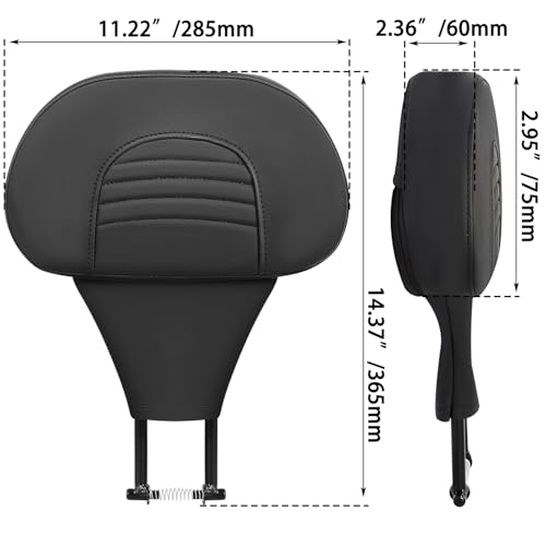 FOVPLUE Adjustable Rider Backrest, Detachable Plug-in Driver Backrest Pad w/Mounting Kit for Harley Touring 2009-2025,for CVO Road Glide Street Glide Tri Glide FLHTK/L Electra Glide Road King,Style 1 - color: Black for Street Glide style