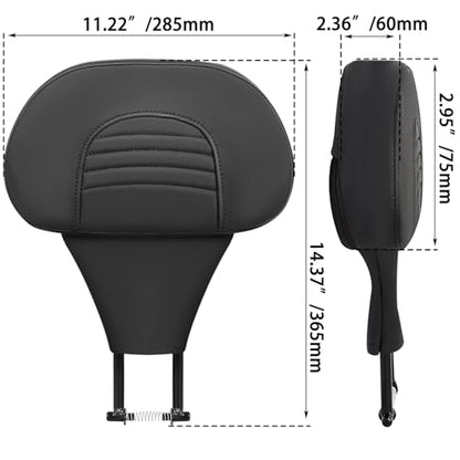 FOVPLUE Adjustable Rider Backrest, Detachable Plug-in Driver Backrest Pad w/Mounting Kit for Harley Touring 2009-2025,for CVO Road Glide Street Glide Tri Glide FLHTK/L Electra Glide Road King,Style 1 - color: Black for Street Glide style