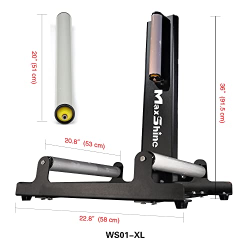 Maxshine XL Universal Wheel & Rim Detailing Rolling Stand (Black) | 360° Rotating Tire Stand for Car Detailing, Wheel Wash, Ceramic Coating & Tire Shine | Heavy-Duty Rim Detailing Roller Stand - size: X-Large (Black)