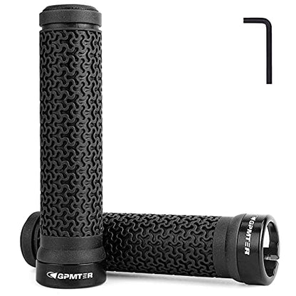 GPMTER Bike Handlebar Grips, Single Lock on Bicycle Handle Bar, for BMX, Mountain, MTB, Beach Cruiser, Scooter, Folding Bike, Soft Non-Slip-Rubber Hand Grip Comfortable Ergonomic - color: Black