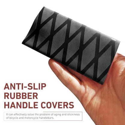 4 PCS Motorcycle Heat Shrink Grip Sleeves, Grid Pattern 2 Handlebar and 2 Brake Handlebar Cover, Rubber Anti-Slip Comfortable Grip Cover, Heating Tight Fit Protective Sleeve (Black) - color: Black