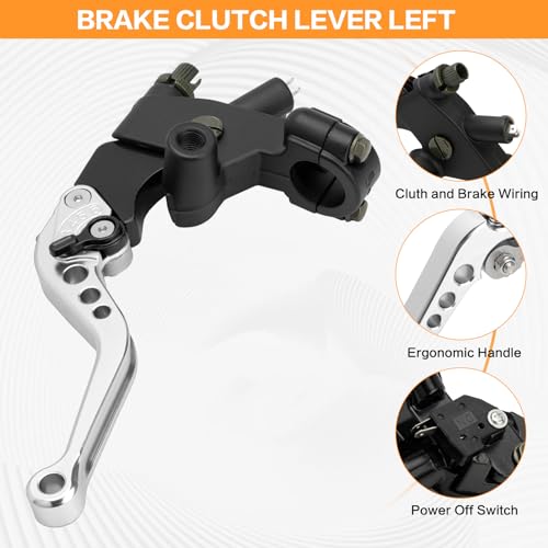 Motorcycle Brake Pump Lever 7/8" 22mm Hydraulic Master Cylinder Reservoir Clutch CNC Left & Right Set Universal Replacement for Harley Honda Kawasaki Suzuki Yamaha (Sliver) - color: Silver