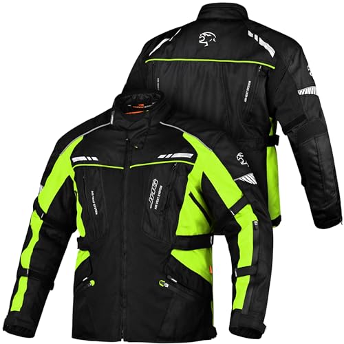 J.A.G. Touring Motorcycle Jacket for Men, Dual Sports Water Resistant Adventure Riding Jacket with Cordura Fabric & CE Armor - color: Green, size: X-Large