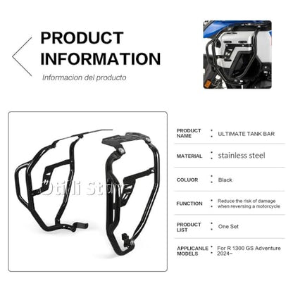 Motorcycle Tank Bar Guard Fit for BMW R1300GS ADV R 1300 GS Adventure Highway Crash Bar Fairing Frame Protection Bumper Engine Tank Guard Protector (Black) - color: Black