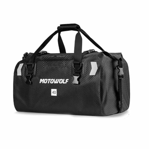 Motorcycle Tail Bag for Honda Monkey 125 2018-2025 Waterproof Duffle Luggage All Weather Back Seat Saddle Bag Expandable Capacity Rear Rack Trunk Storage Bag, Carbon Fiber Black - color: Carbon Fiber Black