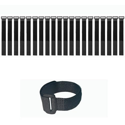 20 Pack 8 Inch Reusable Fastening Cable Straps,Adjustable Multi-Purpose Hook and Loop Straps Nylon Cable Ties for Wire Cable Management Home Office Garage Outdoor Organization - size: 8'' x 0.6'' (Black)
