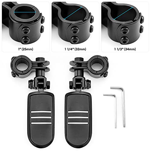 Motorcycle Highway Foot Pegs Motorcycle Highway Pegs Foot Rest Compatible with Harley Road King Street Glide Honda Suzuki Yamaha with 1"(25mm), 1 1/4" (32mm), 1 1/3" (34mm) Engine Guard
