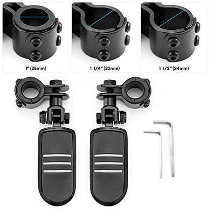 Motorcycle Highway Foot Pegs Motorcycle Highway Pegs Foot Rest Compatible with Harley Road King Street Glide Honda Suzuki Yamaha with 1"(25mm), 1 1/4" (32mm), 1 1/3" (34mm) Engine Guard