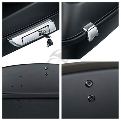 TCT-MOTORPARTS Chopped Tour Luggage Trunk+Backrest Fits for 2014-Later Harley Touring Road King Glide Matte Black - color: Matte Black Chopped Trunk+Black Rack