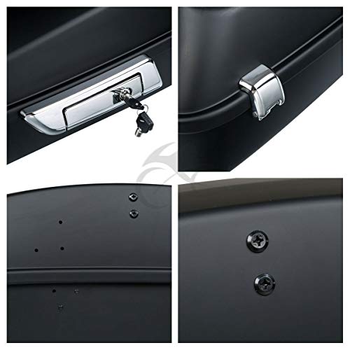 TCT-MOTORPARTS Matte Black Chopped Tour Luggage Trunk Backrest Pad & 2-UP Mounting Rack Fit for 2014-2025 Harley Touring Road King Street Road Electra Glide Special - color: Matte Black Chopped Trunk+Black Rack #1