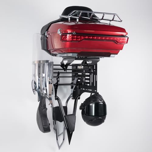 Mofun Tour Wall Mount Storage Rack Detach Depot Wall Rack Compatible with Harley Detachable And Products Including Tour Pack Mounting Racks, Sissy Bars, Luggage Racks, Rider Backrests Windshields