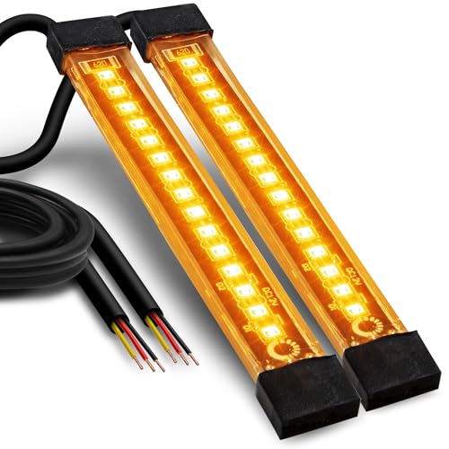 True Mods 2pc 5" Amber LED Motorcycle Running & Turn Signal Tail Light Strip Kit [Waterproof] [Single Row] [50% DRL] [100% Blinker] Self Adhesive Surface Mount Flexible Front Fork Lamp for ATV Bike - size: 2pc 5", style: Amber Turn Signal