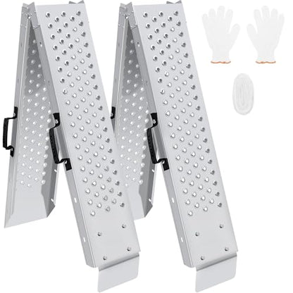 77.7 inches Long and 8.6 inches Wide Heavy Duty Folding Loading Ramp, 1500lb Capacity, Motorcycle; Lawn Mower; Snow Plough; Bikes; ATV; UTV; Golf Carts,Circular Hole, Pack of 2