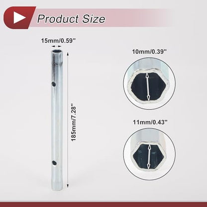 1 Pcs Spark Plug Socket Wrench Durable Spanner Socket Remover 185x15mm Silver Tone High Carbon Steel Hexagon 10mm,11mm for Car Motorcycle Lawn Mower