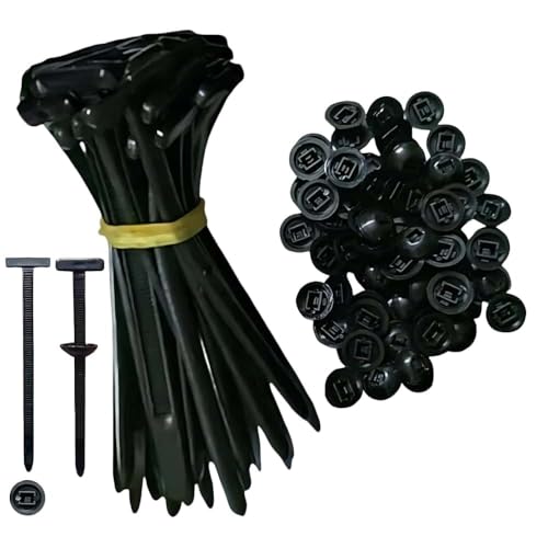 20 PCS Nylon Universal Cable Tie Buckle – Heavy Duty Self-Locking Zip Ties Holder with Pin & Button Design, Plastic Cable Ties Tool Fasteners Car Body, UV Resistant Zipties for Car Daily Auto Fixing - color: 20pcs Black